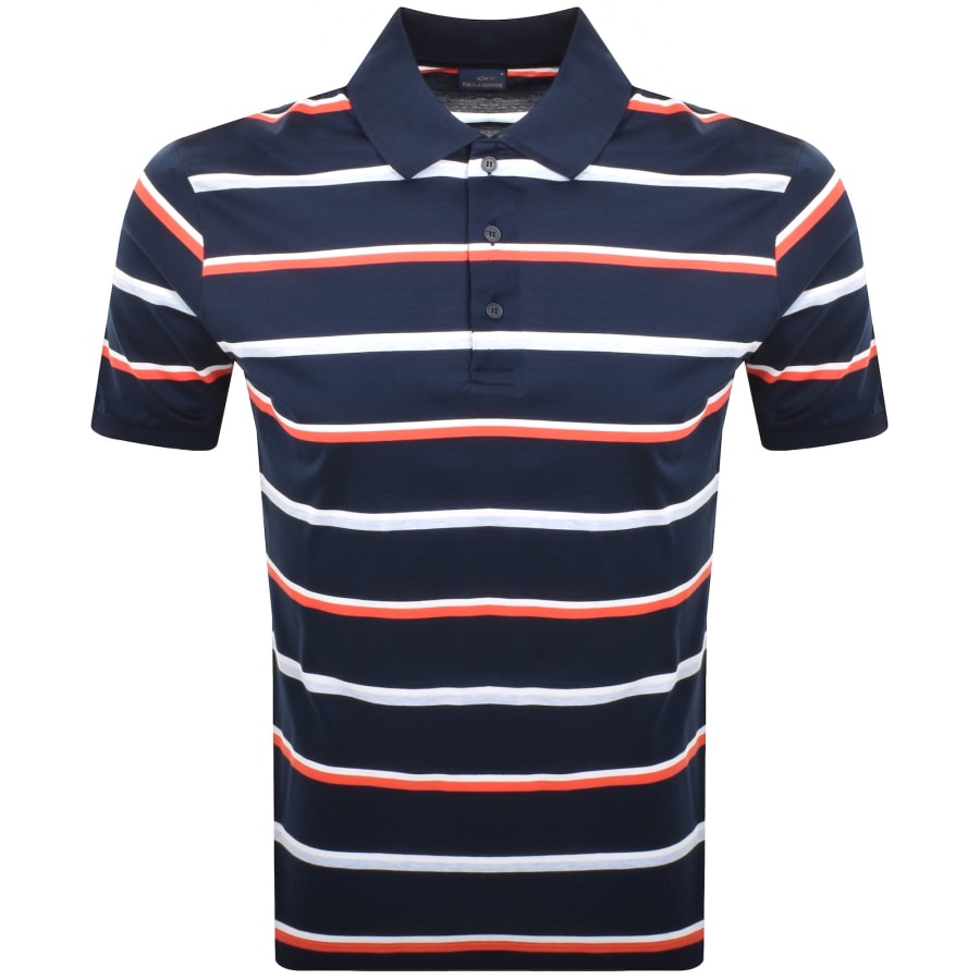 Image number 1 for Paul And Shark Stripe Polo T Shirt Navy