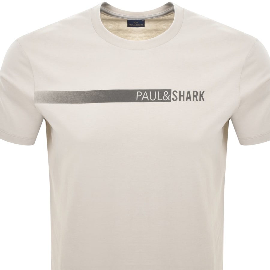 Image number 2 for Paul And Shark Printed Logo T Shirt Beige