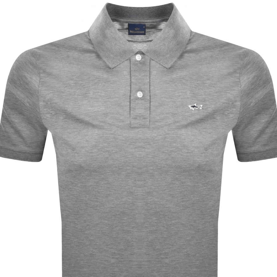Image number 2 for Paul And Shark Logo Polo T Shirt Medium Grey