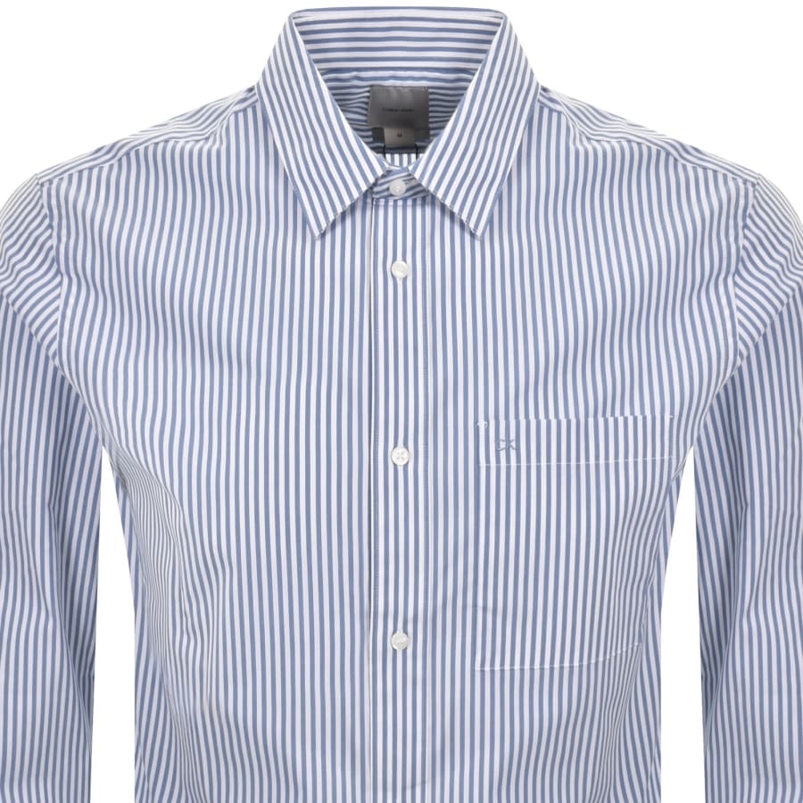 Image number 2 for Calvin Klein Striped Shirt White And Blue