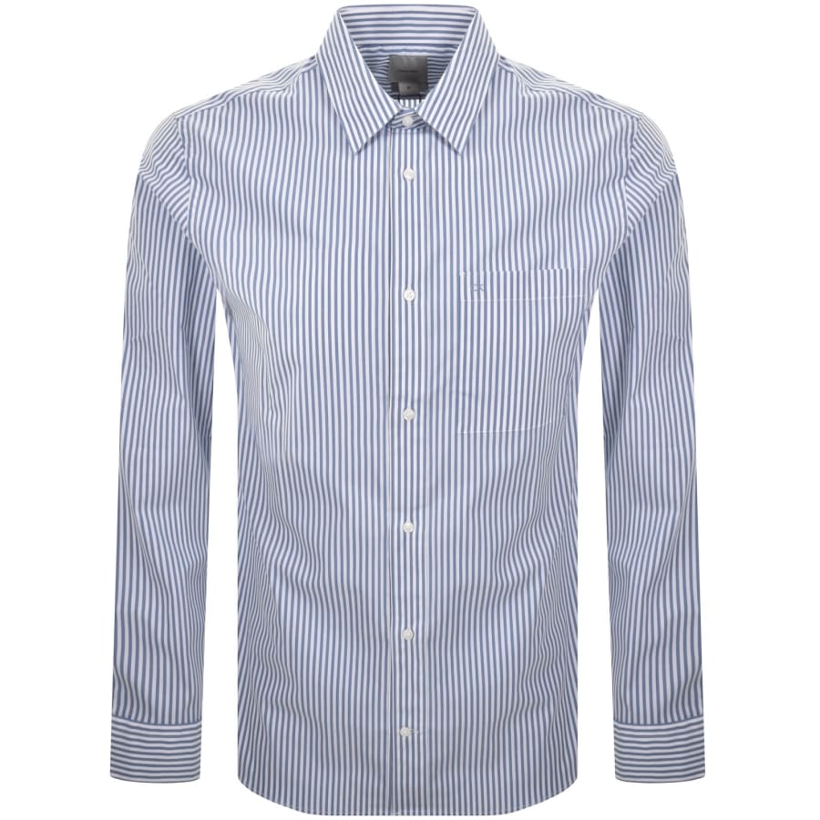 Image number 1 for Calvin Klein Striped Shirt White And Blue