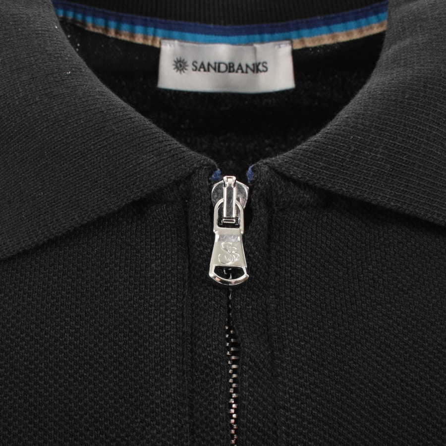 Image number 4 for Sandbanks Zip Logo Polo T Shirt Black