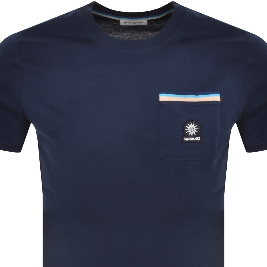 Image number 2 for Sandbanks Badge Pocket T Shirt Navy