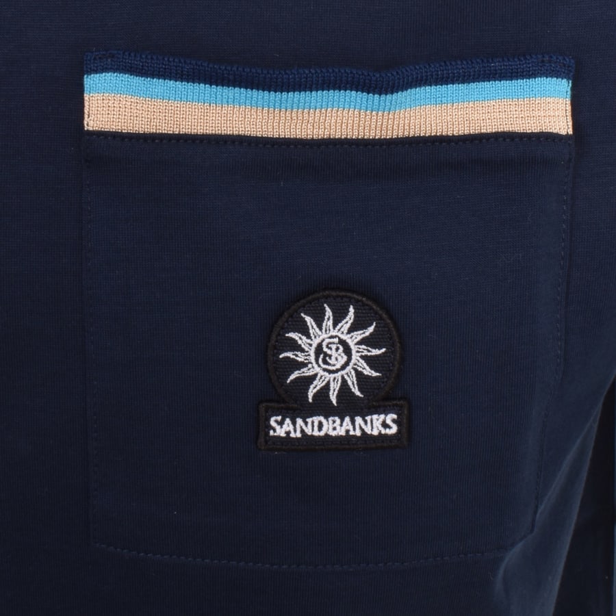 Image number 3 for Sandbanks Badge Pocket T Shirt Navy