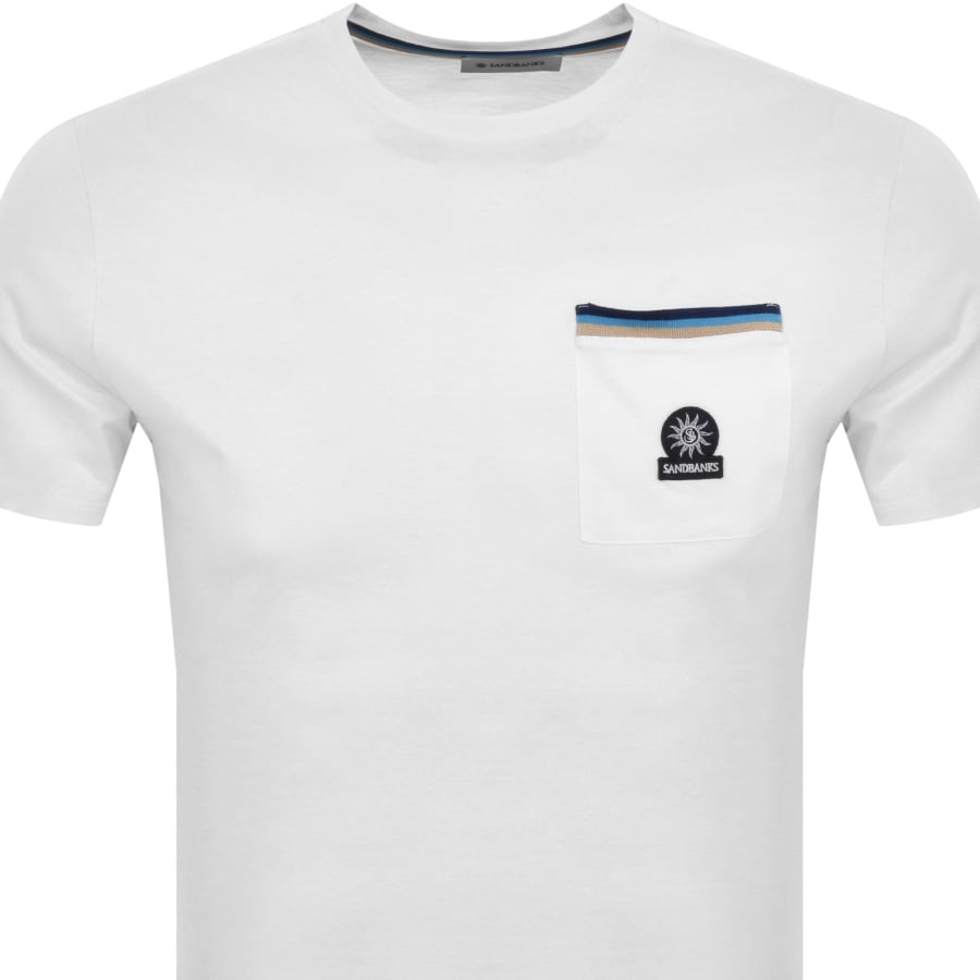 Image number 2 for Sandbanks Badge Pocket T Shirt White