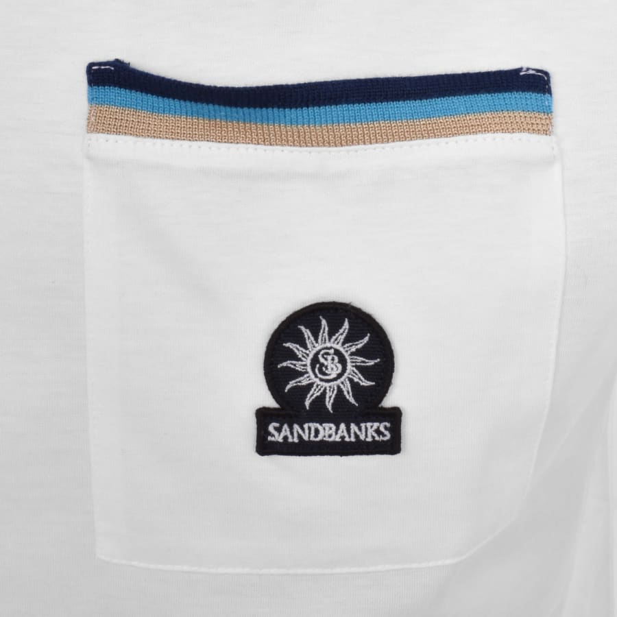 Image number 3 for Sandbanks Badge Pocket T Shirt White