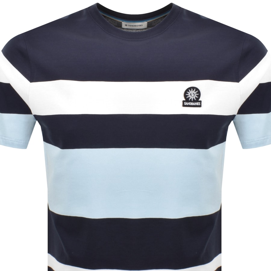Image number 2 for Sandbanks Badge Stripe T Shirt Navy