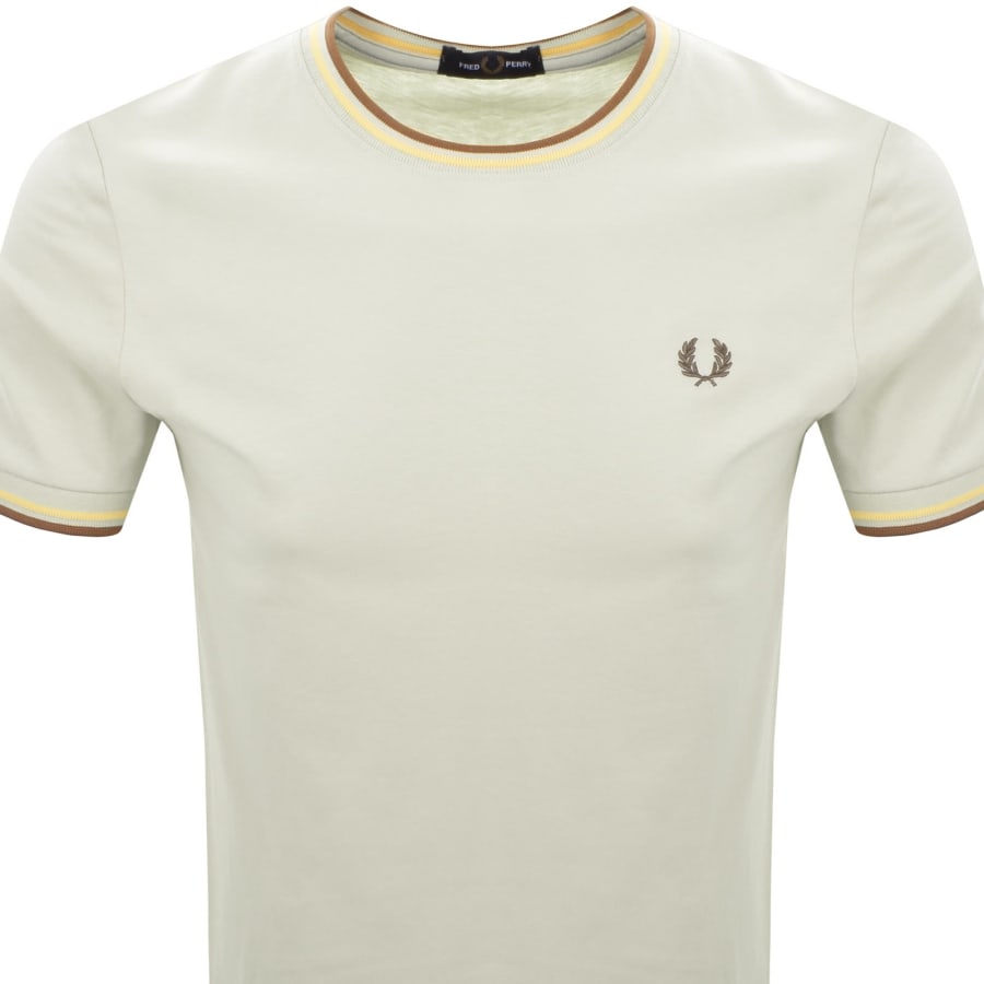 Image number 2 for Fred Perry Twin Tipped Short Sleeved T Shirt Beige