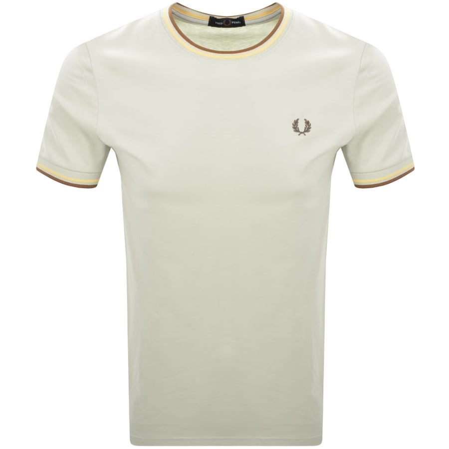 Image number 1 for Fred Perry Twin Tipped Short Sleeved T Shirt Beige