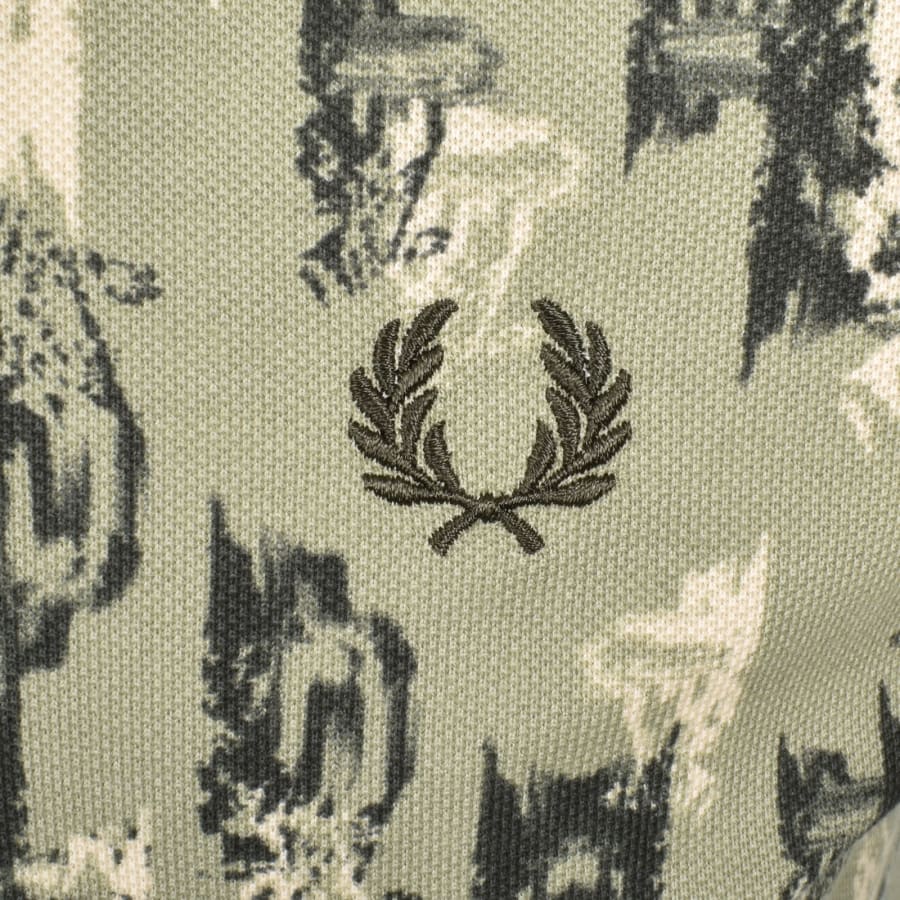 Image number 3 for Fred Perry Print Polo T Shirt Green