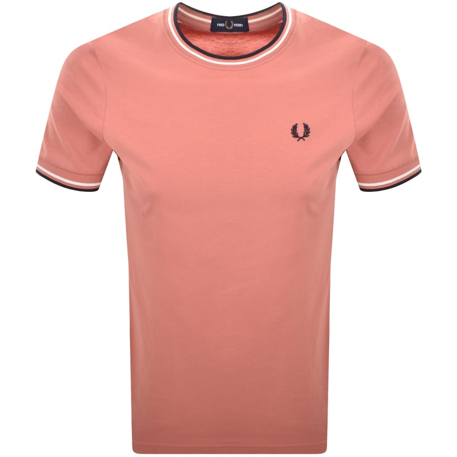 Image number 1 for Fred Perry Twin Tipped Short Sleeved T Shirt Pink