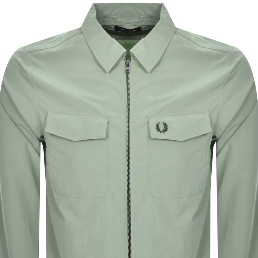 Image number 2 for Fred Perry Zip Pocket Overshirt Green