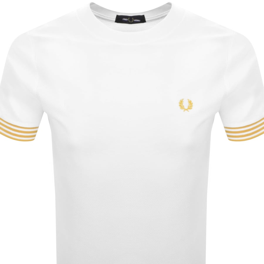 Image number 2 for Fred Perry Striped Cuff T Shirt White