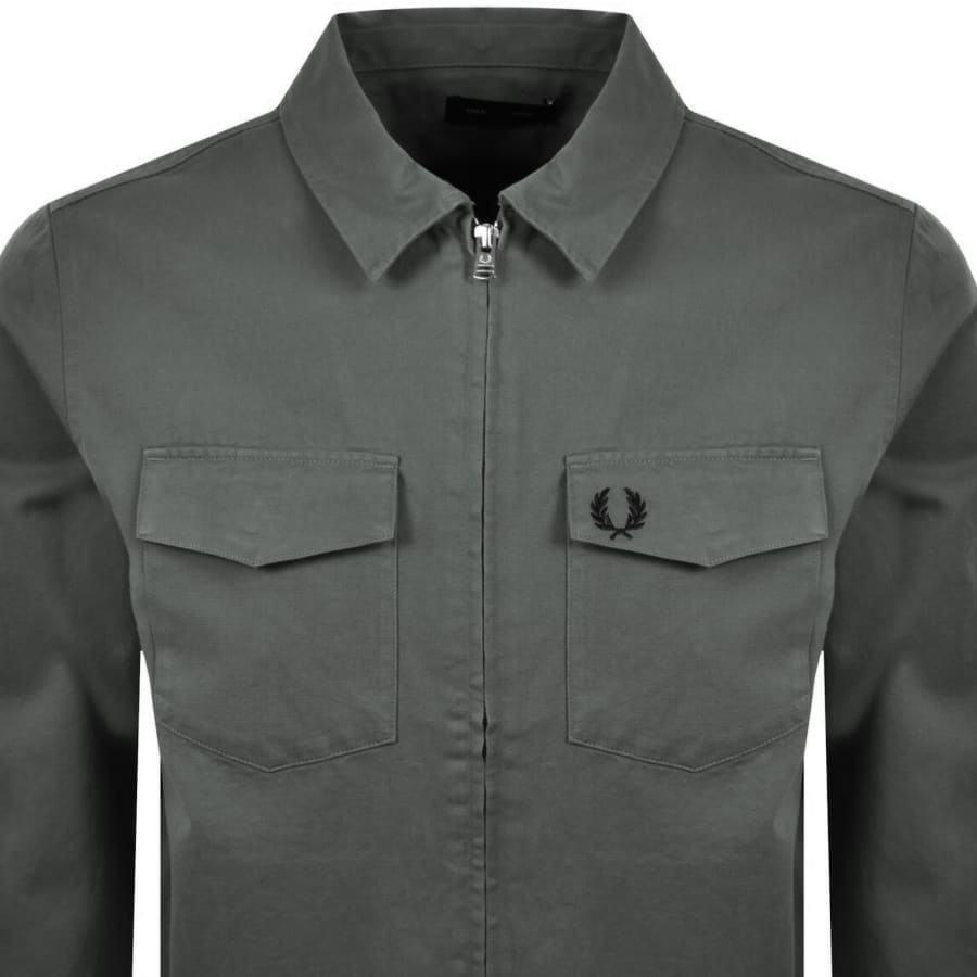 Image number 2 for Fred Perry Zip Overshirt Green