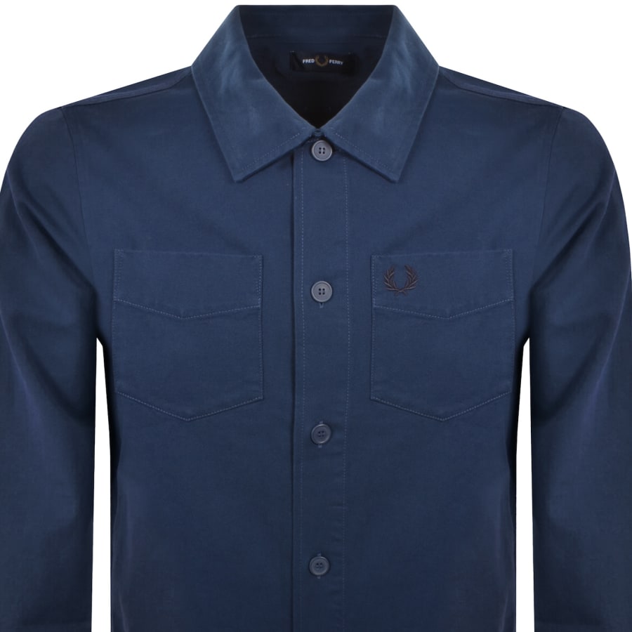Image number 2 for Fred Perry Twill Overshirt Blue