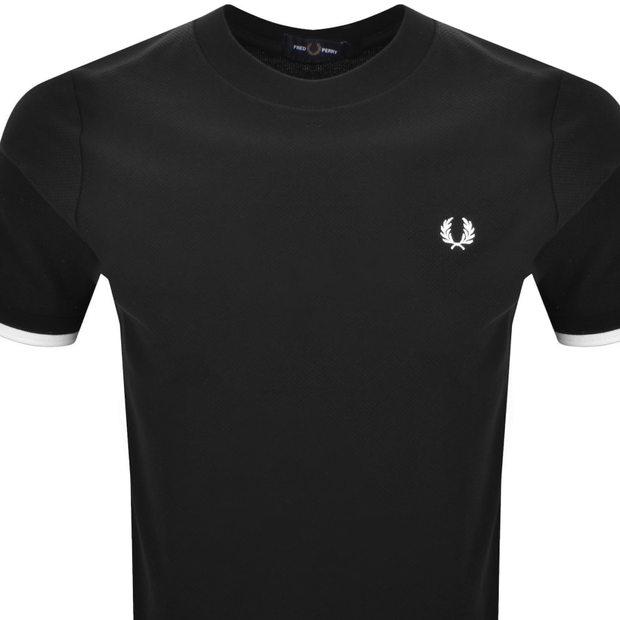 Image number 2 for Fred Perry Tipped Cuff Pique T Shirt Black