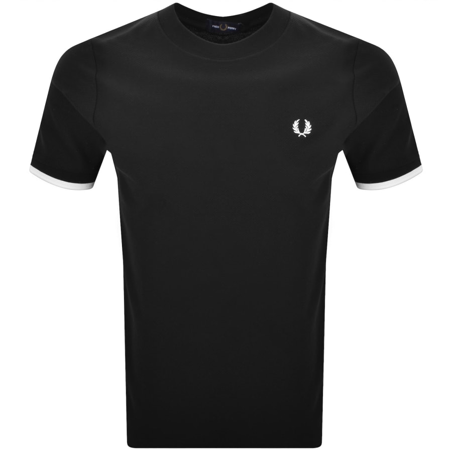 Image number 1 for Fred Perry Tipped Cuff Pique T Shirt Black