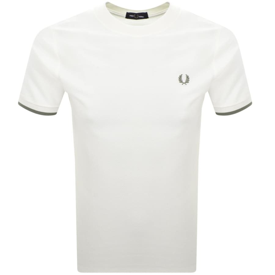 Image number 1 for Fred Perry Tipped Cuff Pique T Shirt Cream