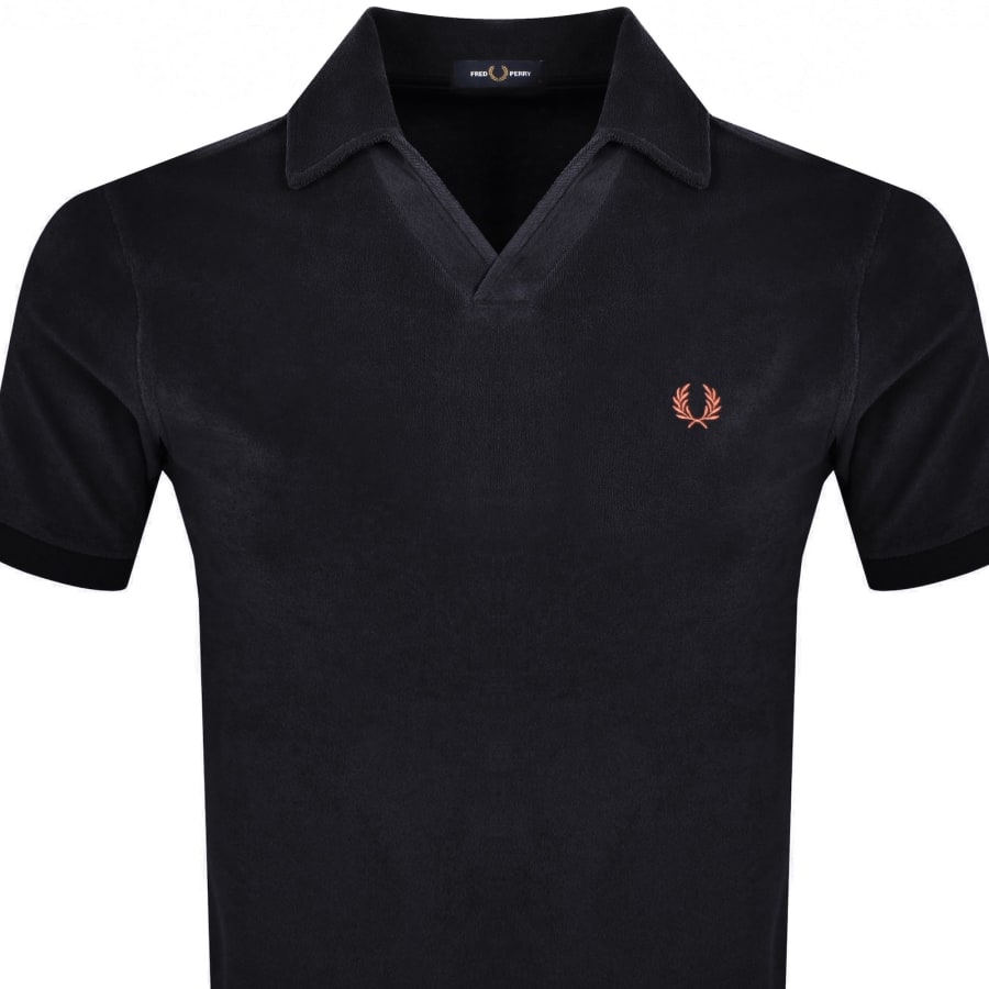 Image number 2 for Fred Perry Open Collar T Shirt Navy