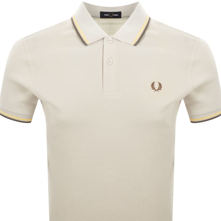 Image number 2 for Fred Perry Twin Tipped Polo T Shirt Beige