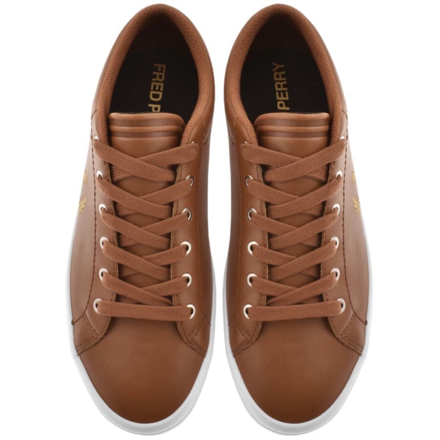 Image number 3 for Fred Perry Baseline Leather Trainers Brown