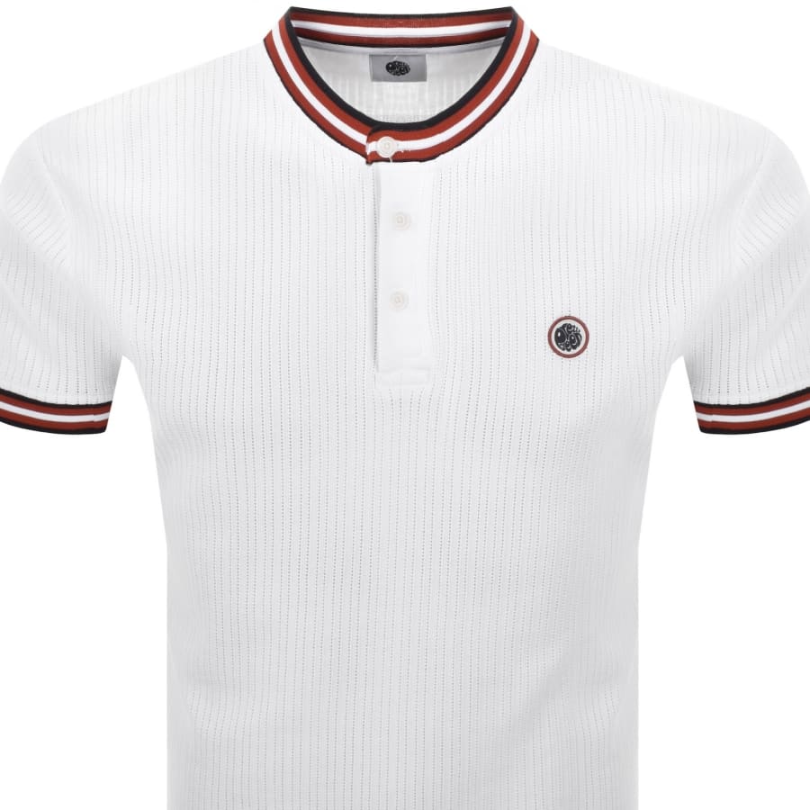 Image number 2 for Pretty Green Cressa Tipped Grandad T Shirt White