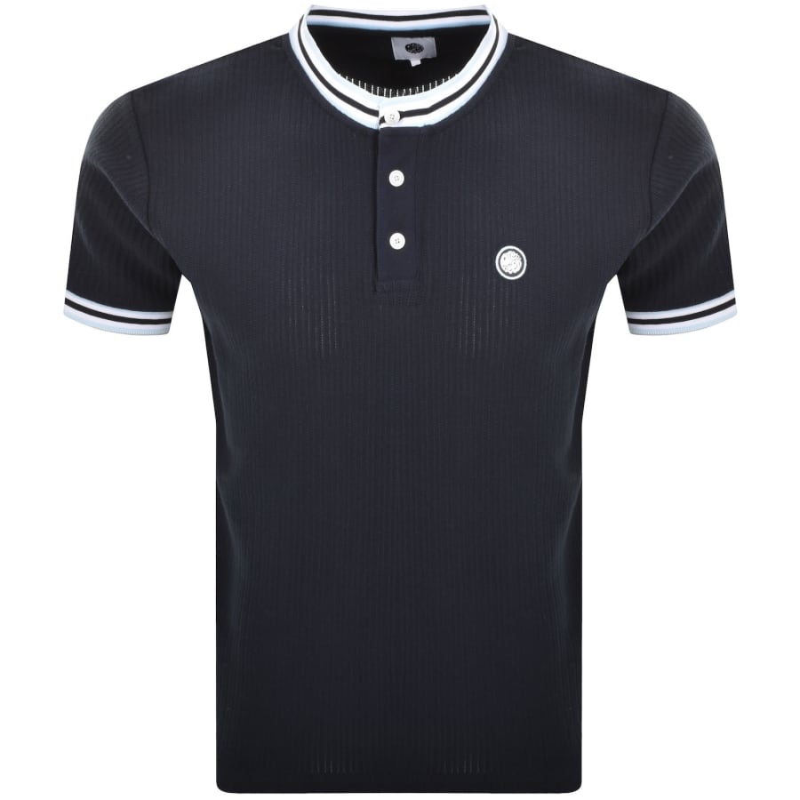 Image number 1 for Pretty Green Cressa Tipped Grandad T Shirt Navy