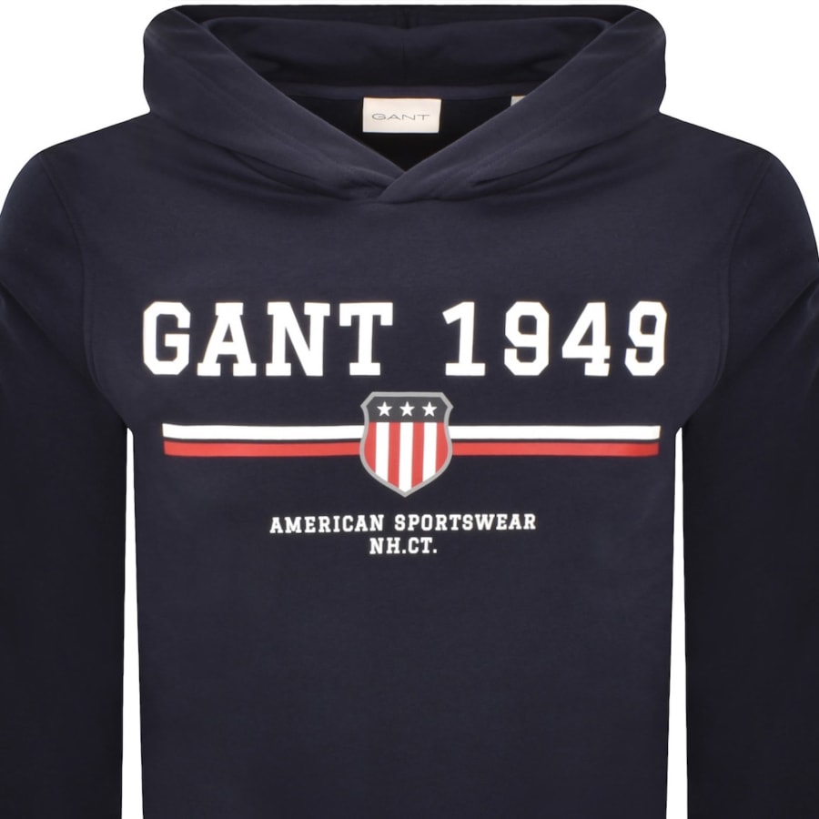 Image number 2 for Gant Graphic Regular Fit Hoodie Navy