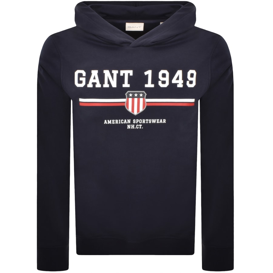 Image number 1 for Gant Graphic Regular Fit Hoodie Navy