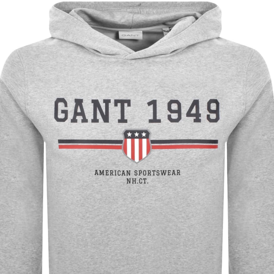 Image number 2 for Gant Graphic Regular Fit Hoodie Grey
