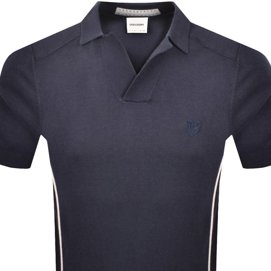 Image number 2 for Lyle And Scott Seam Tipped Knit Polo T Shirt Navy