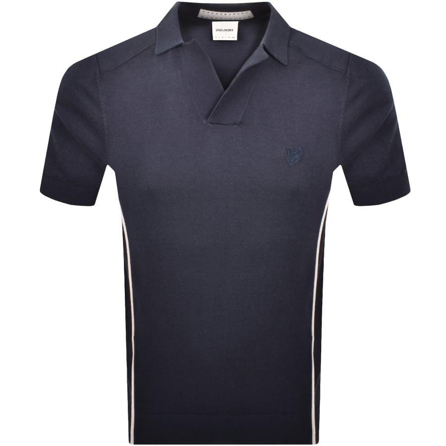 Image number 1 for Lyle And Scott Seam Tipped Knit Polo T Shirt Navy
