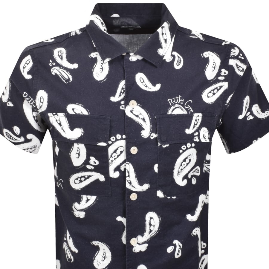 Image number 2 for Pretty Green Widnes Paisley Shirt Navy
