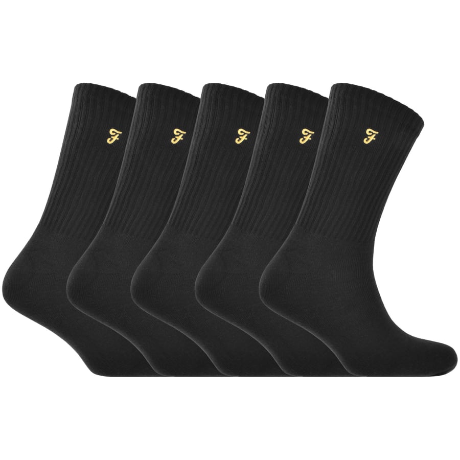 Image number 1 for Farah Vintage Tommley 5 Pack Socks Black