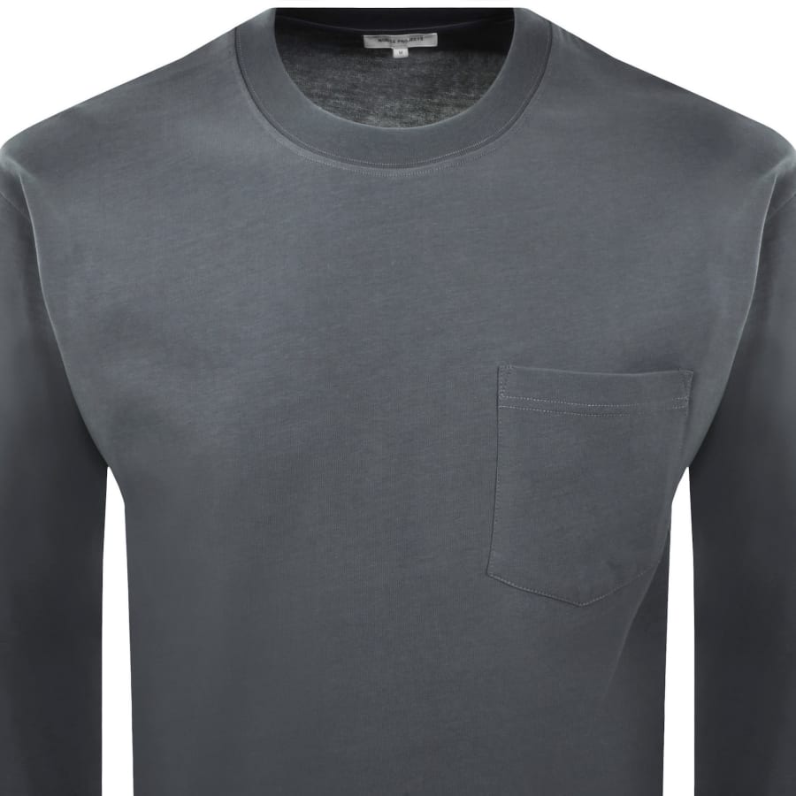 Image number 2 for Norse Projects Long Sleeve Loose Fit T Shirt Blue