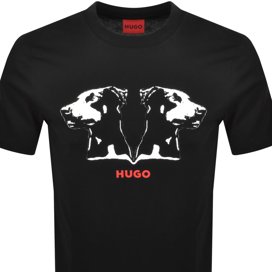 Image number 2 for HUGO Doberman Print T Shirt Black