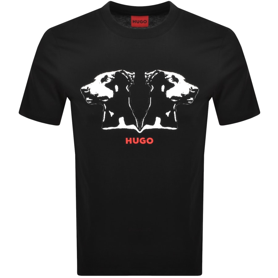 Image number 1 for HUGO Doberman Print T Shirt Black