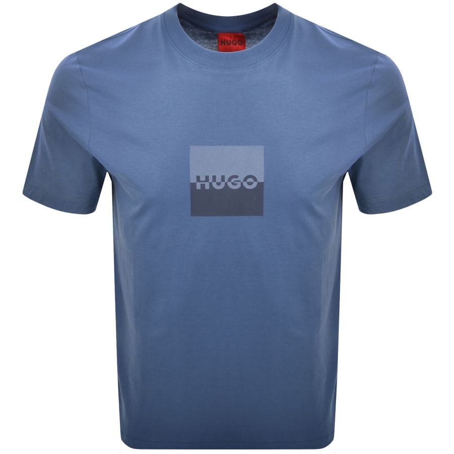 Image number 1 for HUGO Dusplit T Shirt Medium Blue