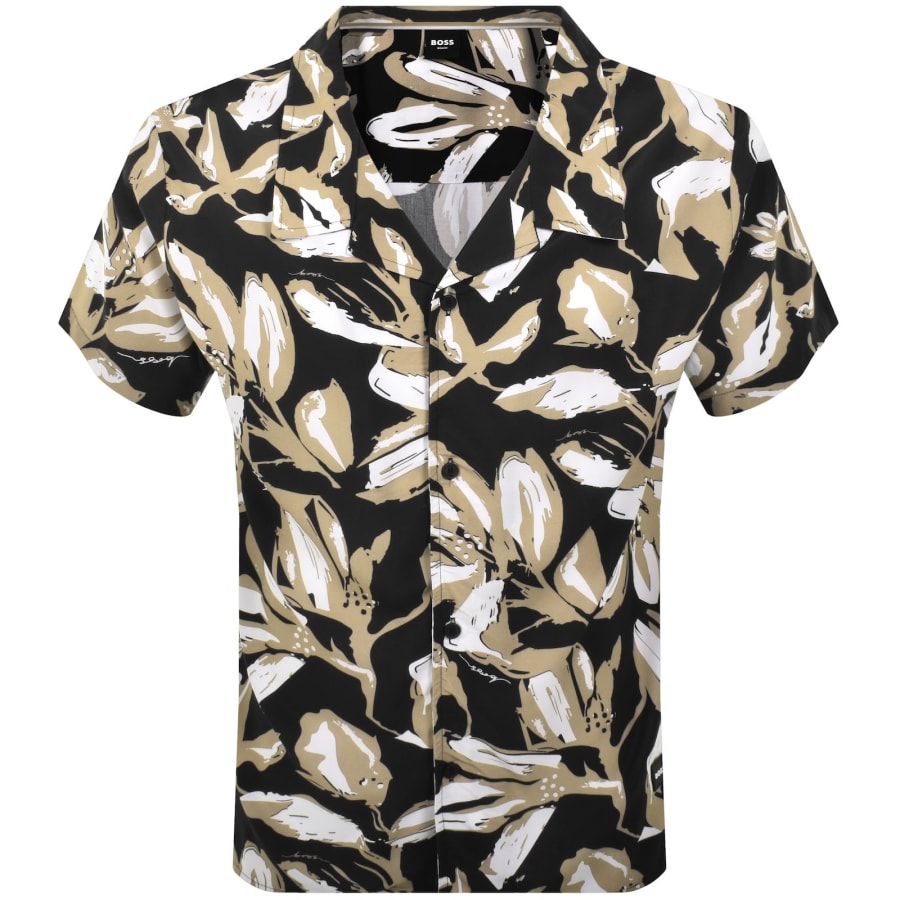 Image number 1 for BOSS Short Sleeve Beach Shirt Black