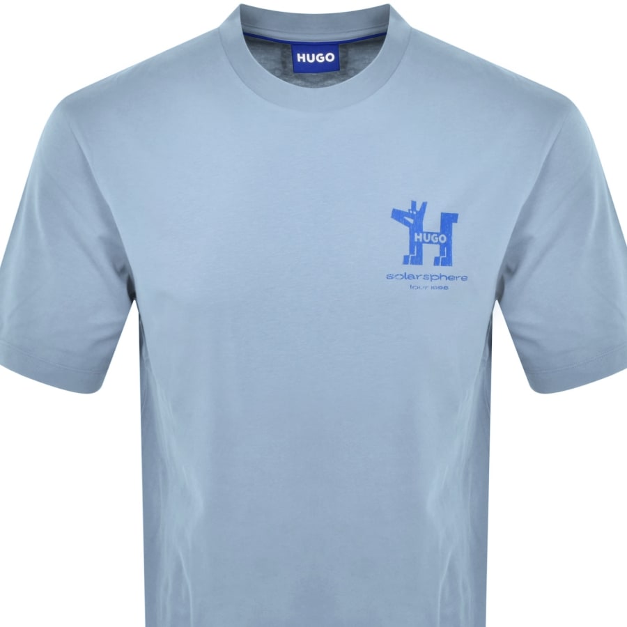 Image number 3 for HUGO Blue Nedix T Shirt Light Blue
