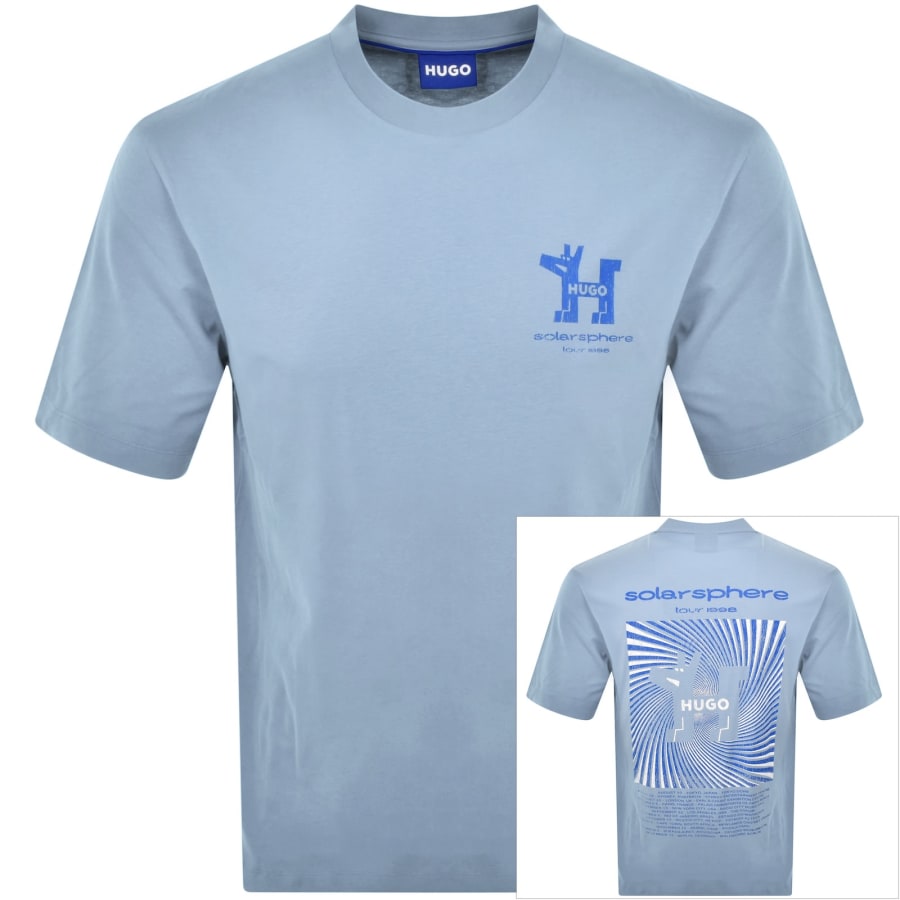 Image number 1 for HUGO Blue Nedix T Shirt Light Blue