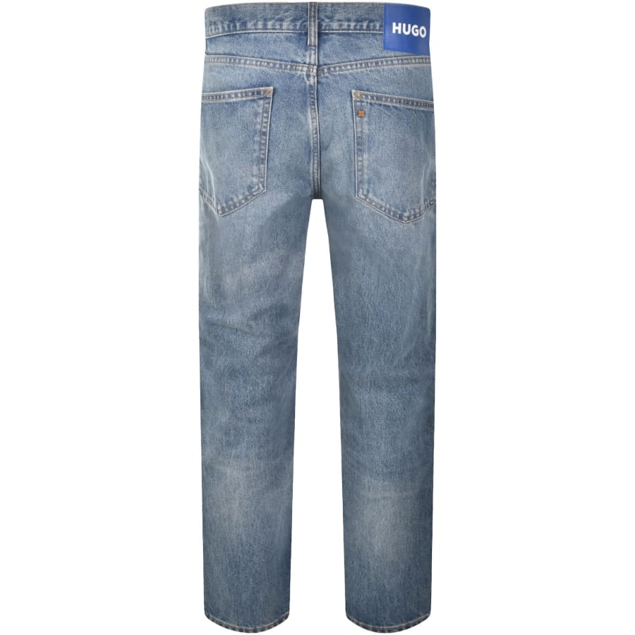 Image number 3 for HUGO Blue Straight Fit Jonah Mid Wash Jeans