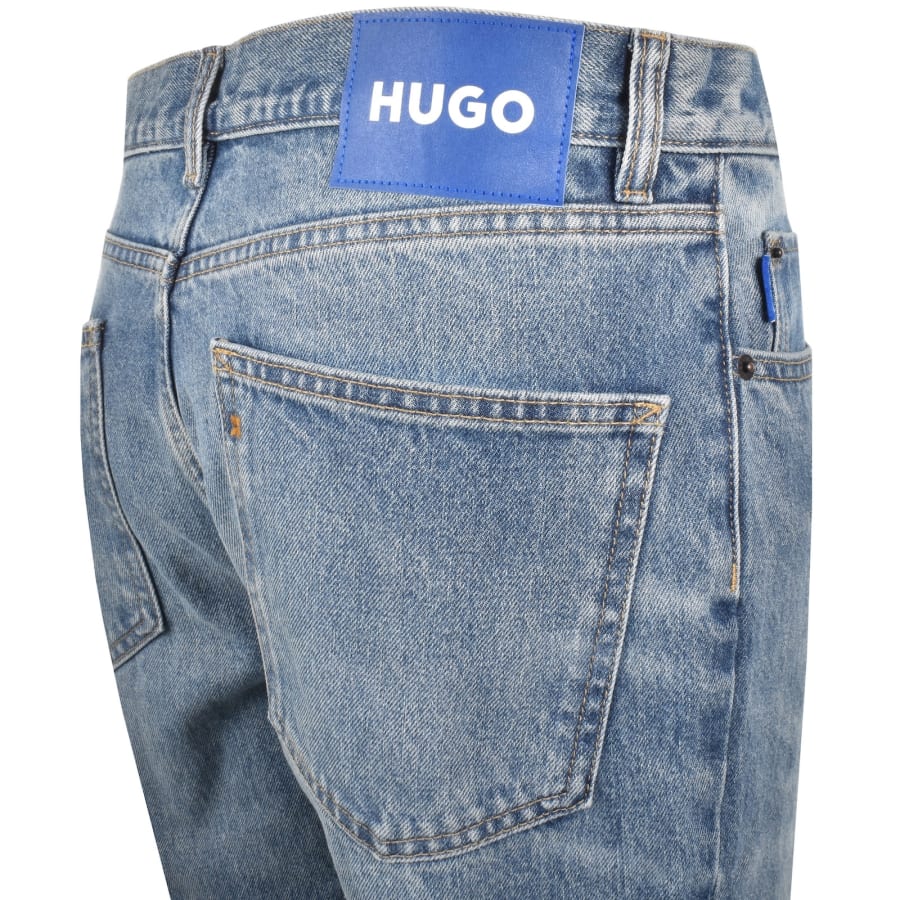 Image number 4 for HUGO Blue Straight Fit Jonah Mid Wash Jeans