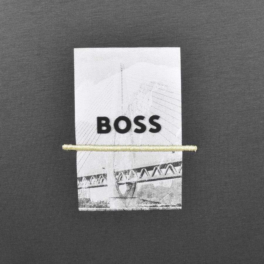Image number 4 for BOSS Tee Photoprint T Shirt Grey