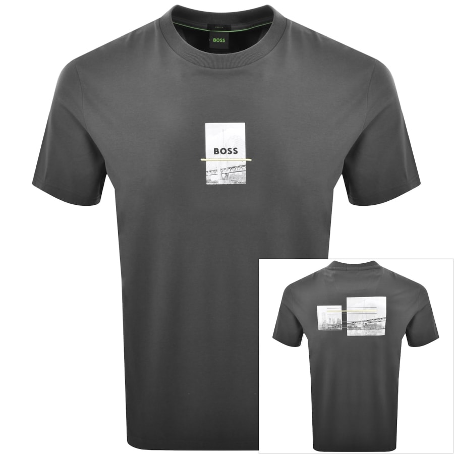 Image number 1 for BOSS Tee Photoprint T Shirt Grey