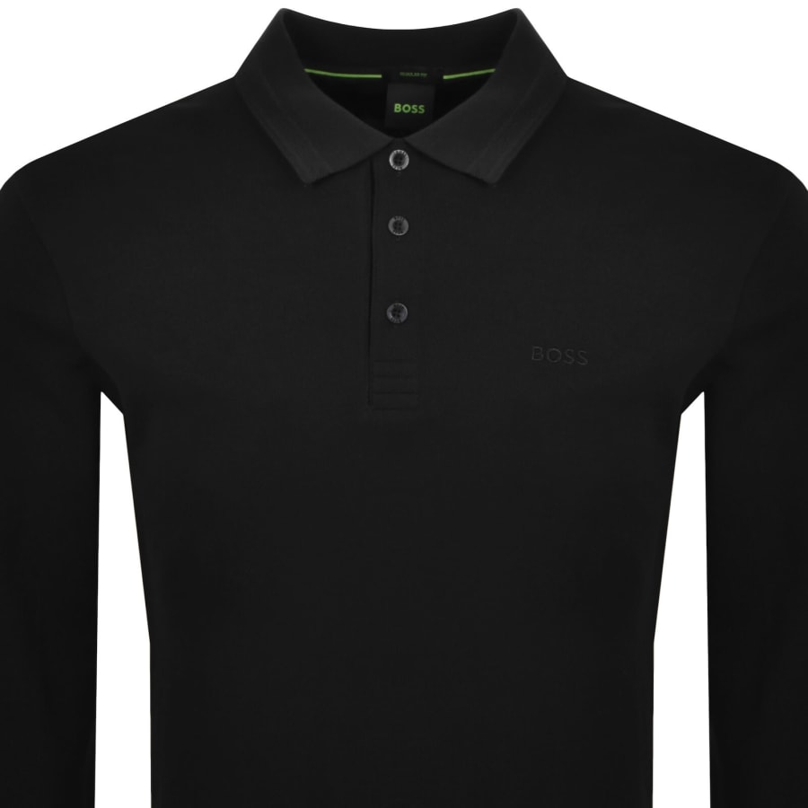 Image number 2 for BOSS Plisy Long Sleeve Polo T Shirt Black