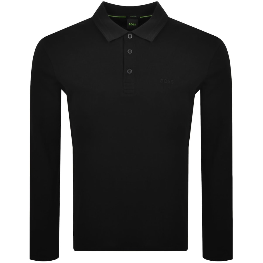 Image number 1 for BOSS Plisy Long Sleeve Polo T Shirt Black