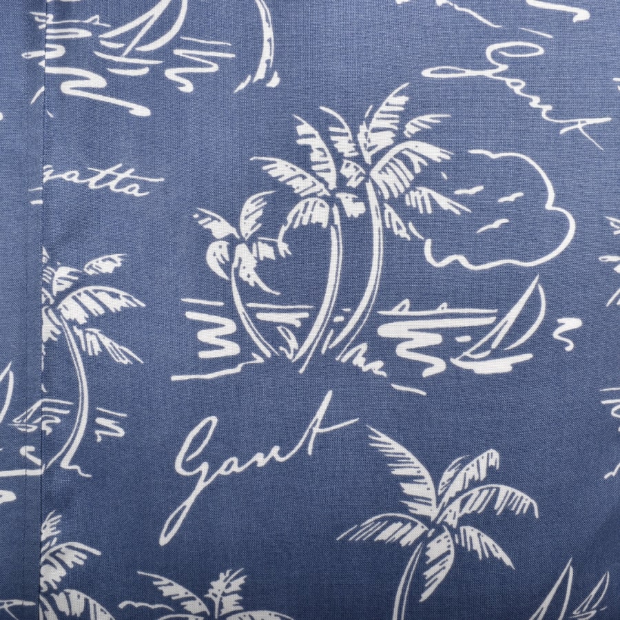 Image number 3 for Gant Island Print Short Sleeved Shirt Dusty Navy
