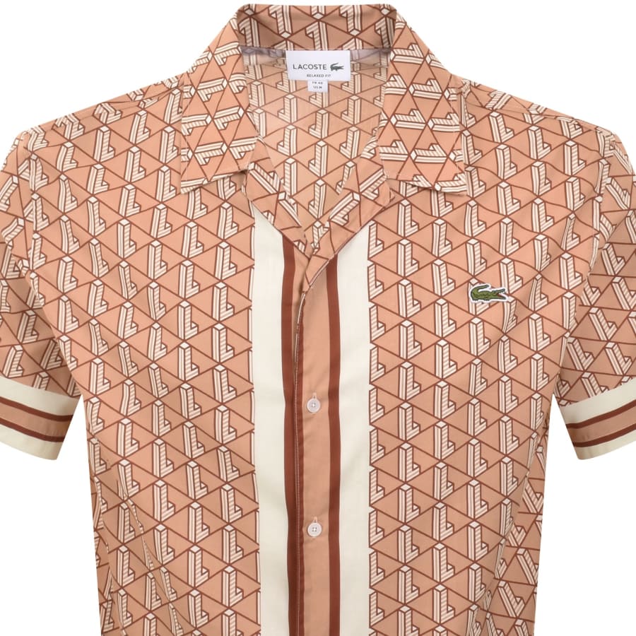 Image number 2 for Lacoste Patterned Short Sleeved Shirt Orange