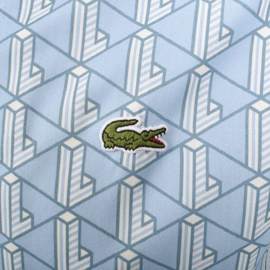 Image number 3 for Lacoste Patterned Short Sleeved Shirt Blue